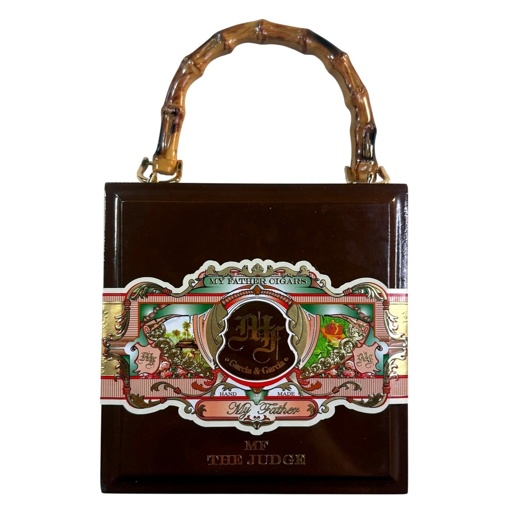Cigar Box Purse Women Brown Upcycled Bamboo Handle Bag My Father The Judge